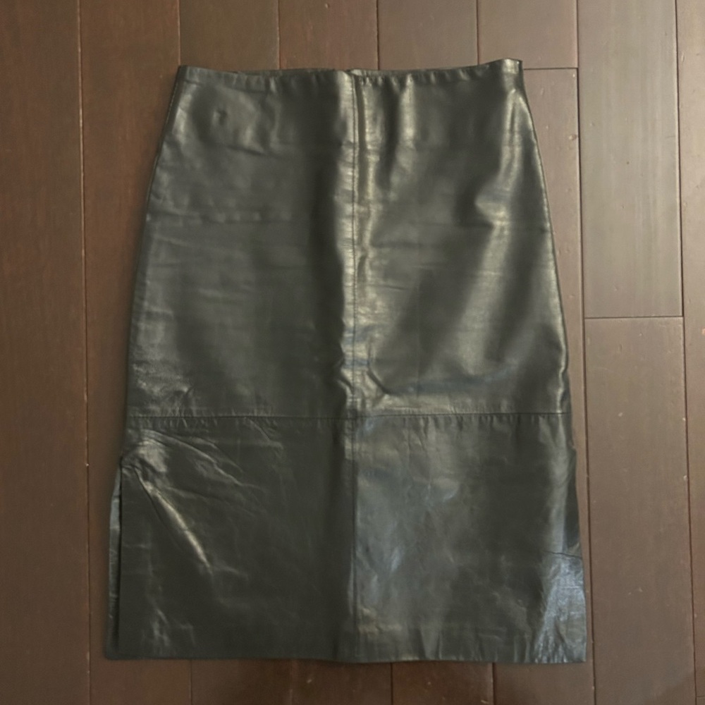 Genuine leather knee length skirt size 2